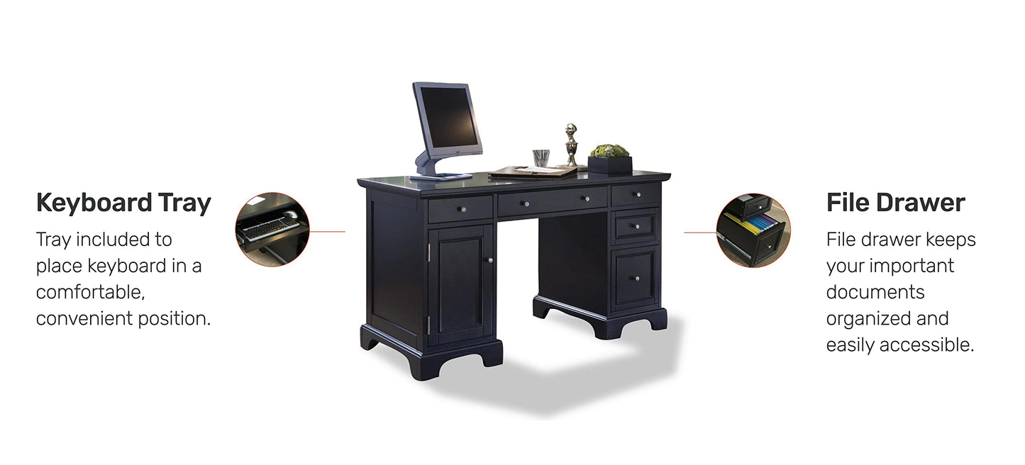 Homestyles Bedford Black Pedestal Desk