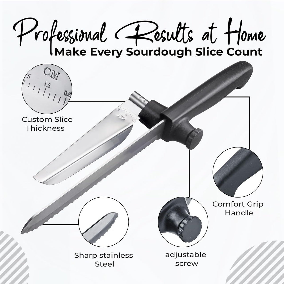 accuStation Bread Slicer for Homemade Bread, Sourdough Baking Supplies, Cake Knife, Sour Dough tools, Lame, Scoring Tool, Serrated Knives, Accessories for Sourdough Rounds, Adjustable Slicing Guide.
