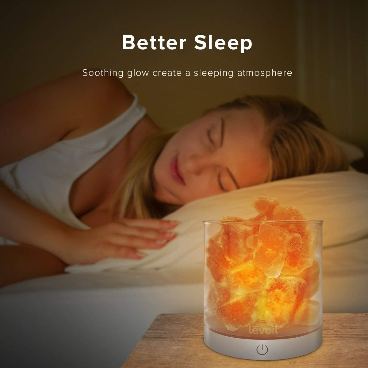 LEVOIT Himalayan Salt Lamp Crystal Rock, Hymilain Sea Salt Lamps, Pink Crystal Salt Rock Lamp,Gift Lamp, Night Light,(ETL Certified) Dimmable Touch Switch, Cora