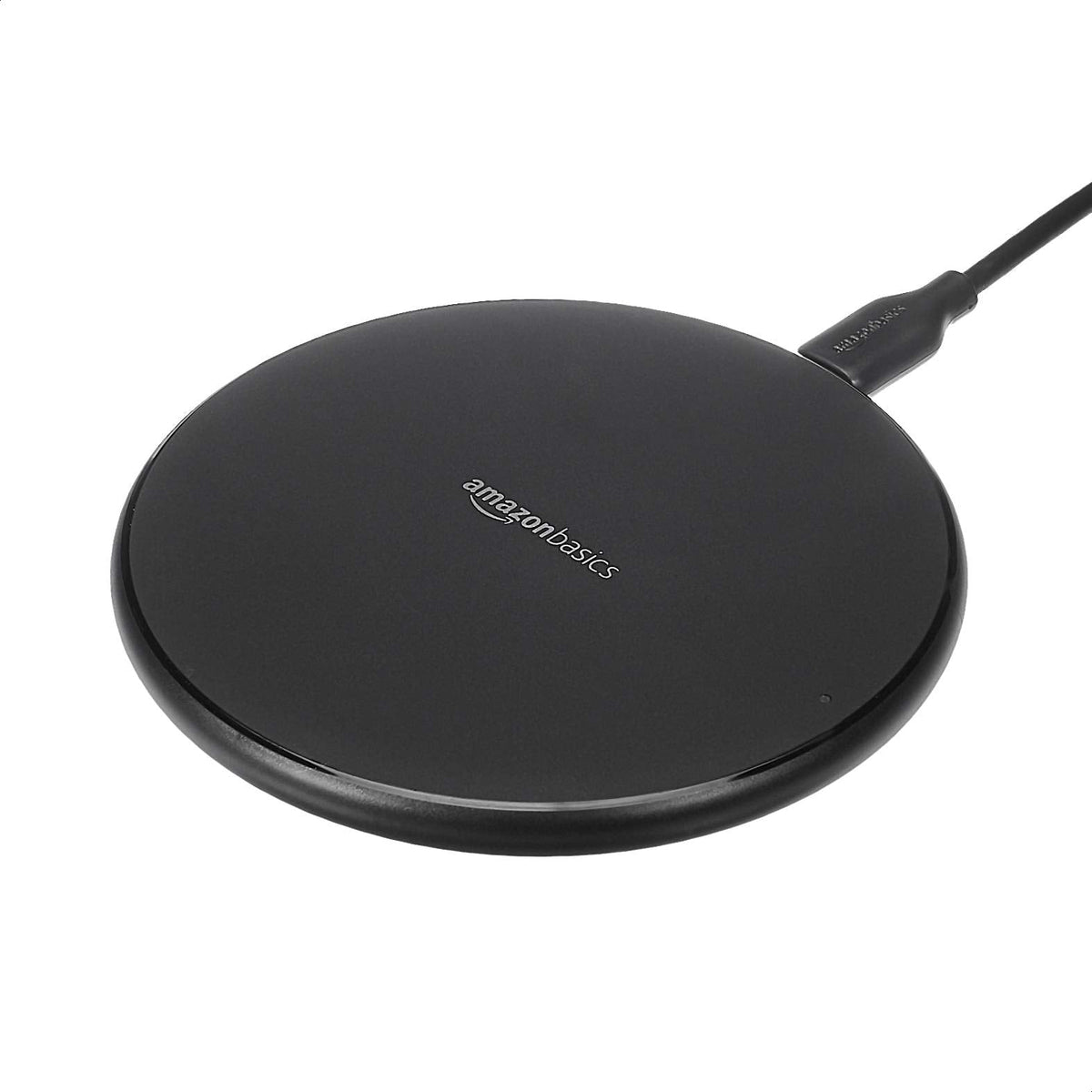 Amazon Basics 15W Qi Certified Fast Wireless Charging Pad with USB Cable for iPhone 15/14/13/12/11/X, Samsung and LG, Case Compatible, Black
