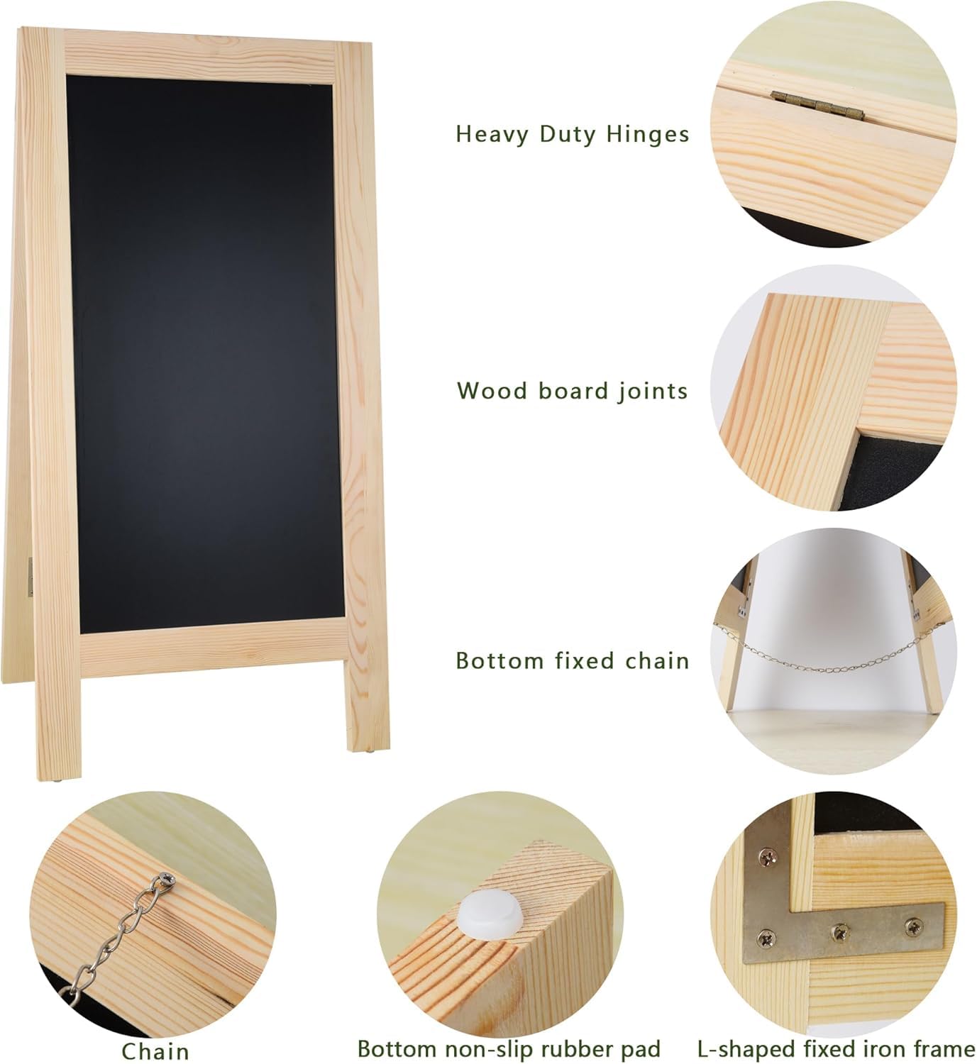 20x40 Inch Chalk Board Sign, Chalkboard Signs, A Frame Menu Easel, Sandwich Outdoor Large Standing Blackboard, Business for Outside Businesses Sidewalk - Pizarras Pizarrones Negocios
