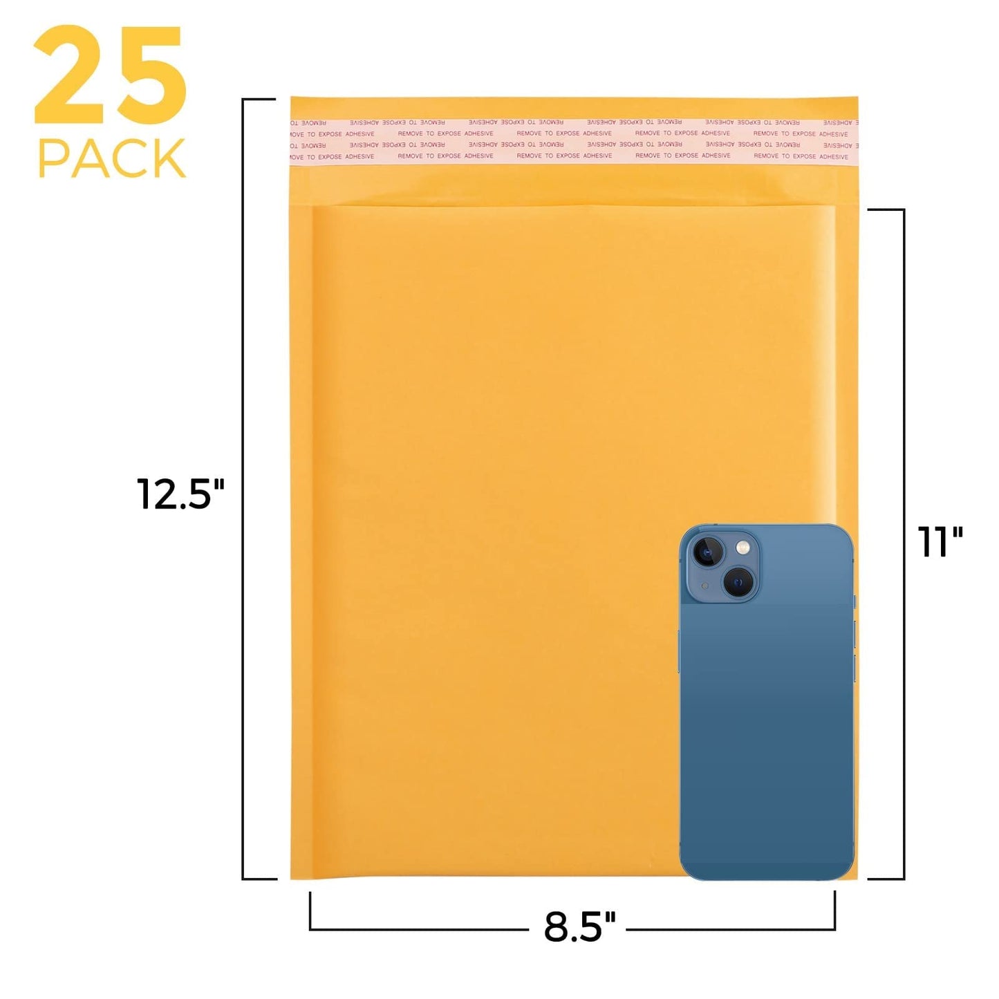 Fuxury Kraft Bubble Mailers 8.5x12 Inch 25 Pack, Strong Adhesion Padded Envelopes #2,Self Seal Bubble Envelopes, Padded Mailers,Book Mailer Packaging for Small Business,Yellow