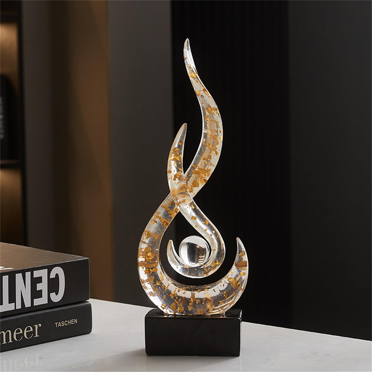 AWNR Abstract Art Deco Decor Statues for Home,Shelves,Table,Living Room, Dining Room,Modern Sculpture Decoraciones of Homes for Sale (Transparent Gold)