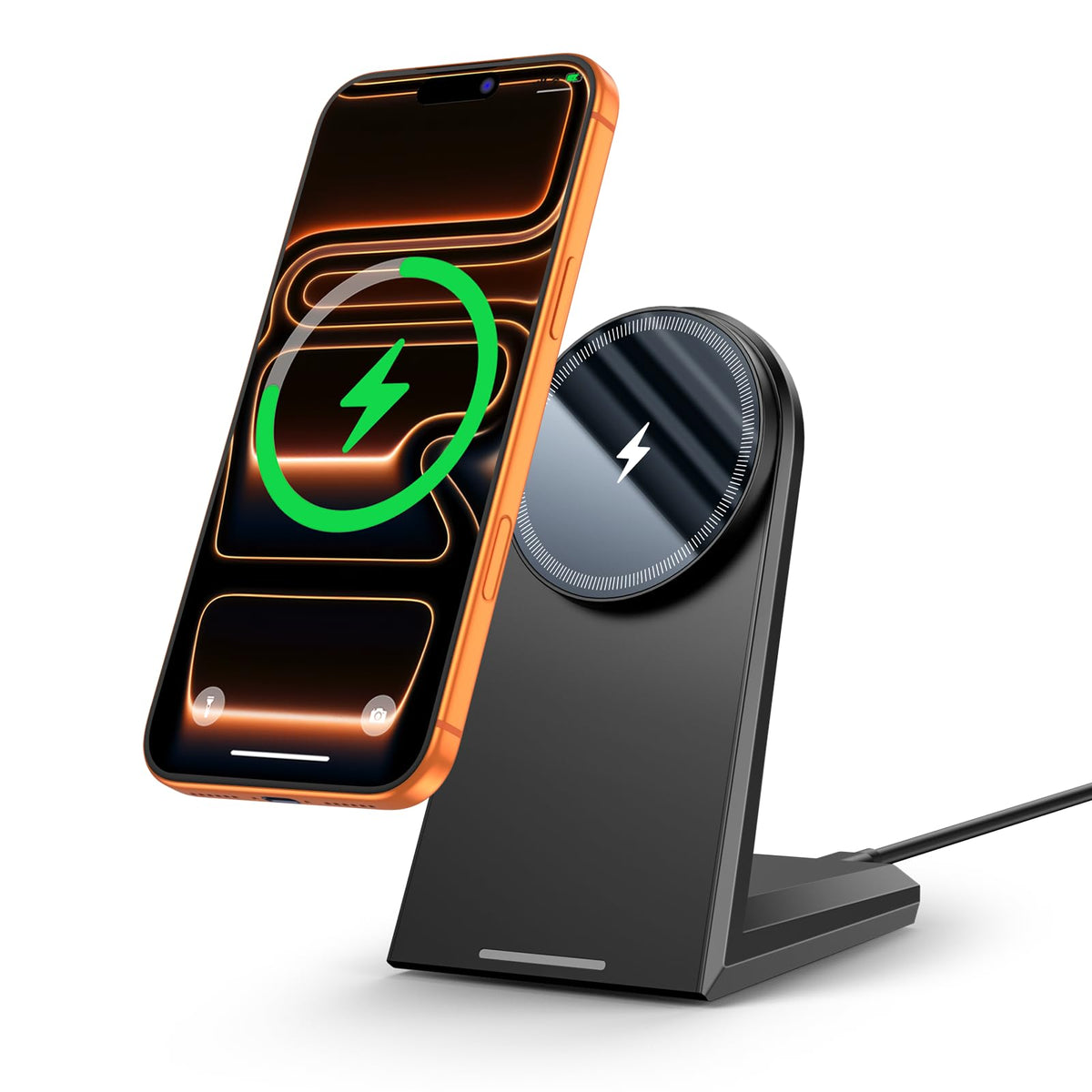 NANAMI 25W Magnetic Wireless Charger Stand, Fast Magnetic Phone Charger, N52 Alignment, 360° Adjustable, Auto-Dim LED, Cooling & Safety Protection for iPhone 17/16/15/14/13/12 & Google Pixel 10 Series