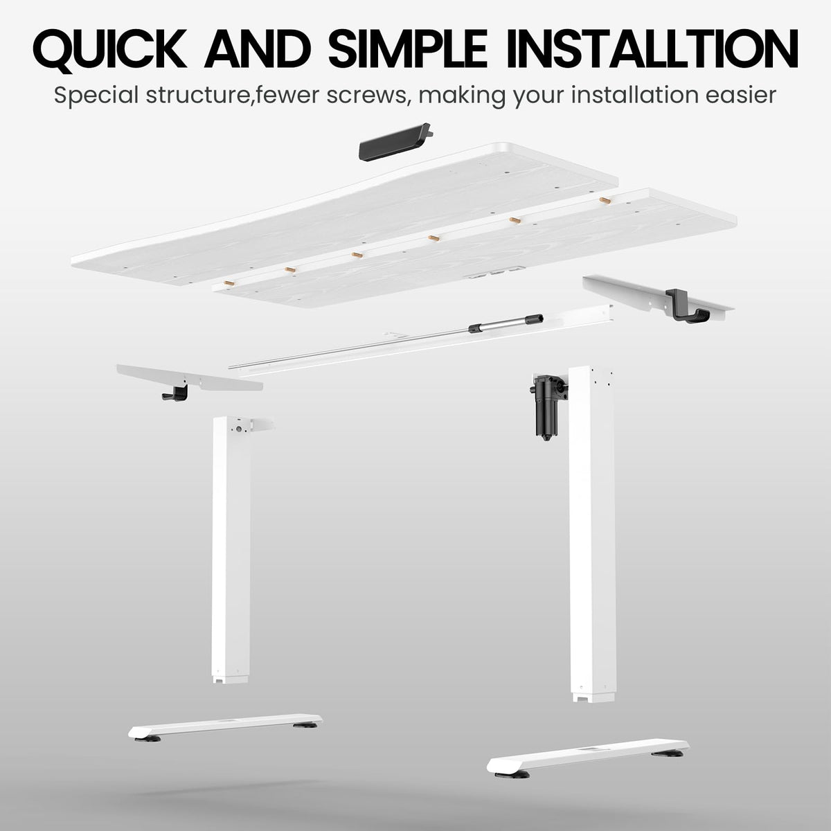 Veken 55 x 28 Inch Electric Standing Desk with Adjustable Height, Sit to Stand Computer Table for Study, Work or Gaming, Home Office Desk White
