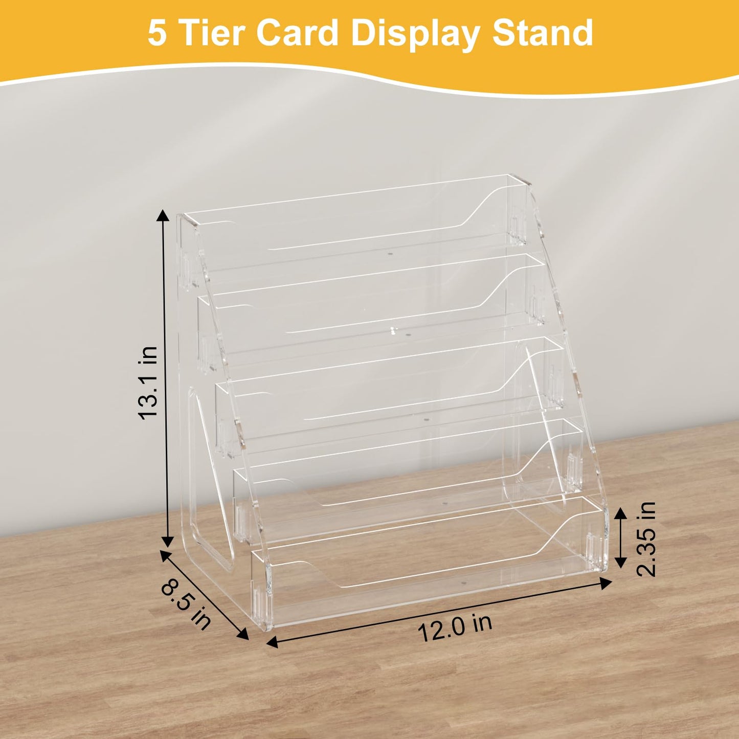 2 Pack Trading Card Display Stand, Greeting Card Display Stand, Cards Stands for Sports Baseball Graded Psa Slab Cards Displays Stands, Bookmark Postcard Sticker Holder Displays Standed Shelf, 5 Tier