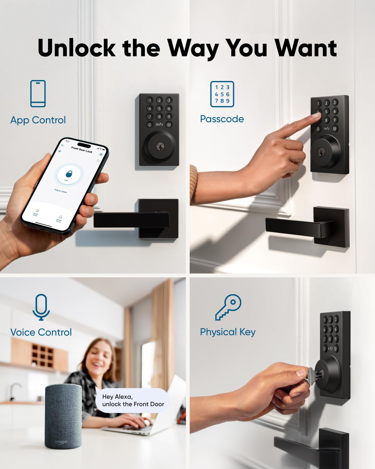 eufy Security Smart Lock C30, Keyless Entry Door Lock, Built-in WiFi Keypad Deadbolt for Front Door, No Bridge Required, Easy Installation, App Remote Control, Reliable Power, BHMA Grade 3