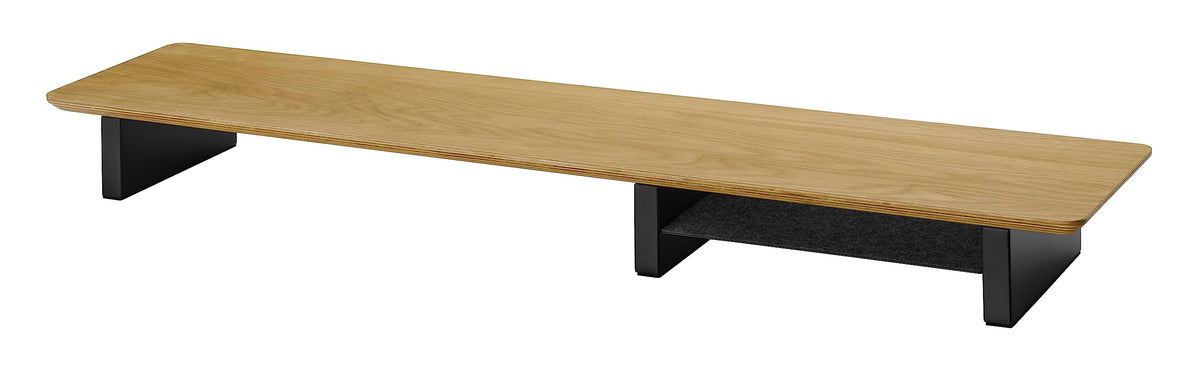 IVE Design White Oak Wood Desk Shelf for Top of Desk 44 Inch Length Wood Monitor Riser with Middle Shelf