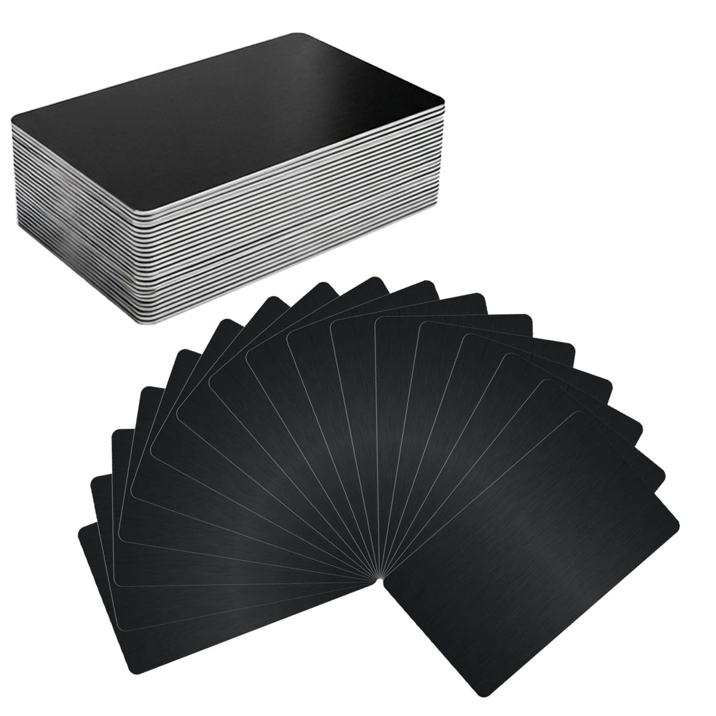 50PCS Metal Business Cards Blanks,0.45mm Thick 3.4x2.1 Inch Aluminum Black Business Cards Blank,Multipurpose Cards Blanks for House Office Customer DIY Gift