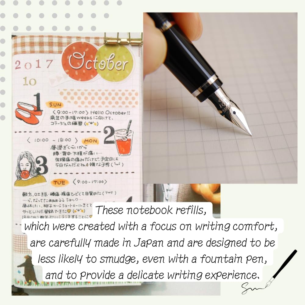 Traveler's Notebook Refill Set – 017 Monthly + 019 Weekly Memo + Bonus Random Washi Tape (3 Roll) – Undated Planner Inserts, Journal Gift Idea