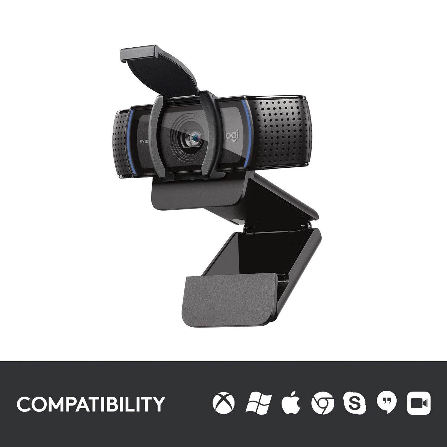 Logitech C920S HD Pro Webcam, Full HD 1080p/30fps Video Calling, Clear Stereo Audio, Light Correction, Privacy Shutter, Works with Skype, Zoom, FaceTime, Hangouts, PC/Mac/Laptop/Tablet/Xbox