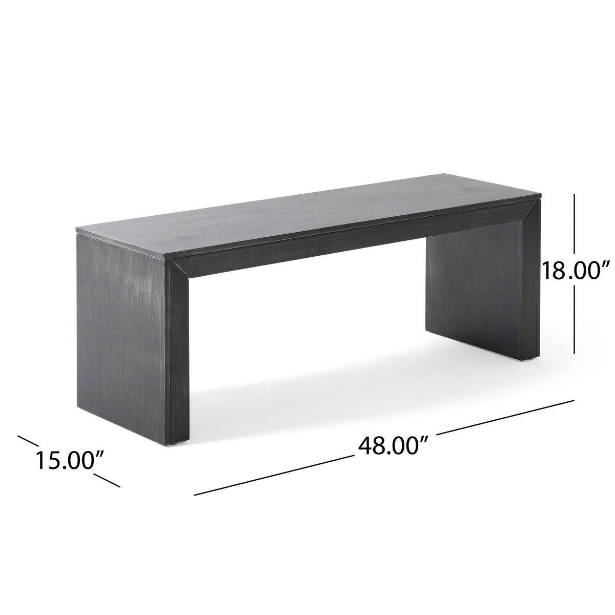 Merax 48 Inch Wood Dining Bench, Solid Acacia Wood Entryway Bench, Wooden Farmhouse Bench for Dinner Table, Kitchen, Bedroom, Living Room, Plants, Easy Assembly, Black