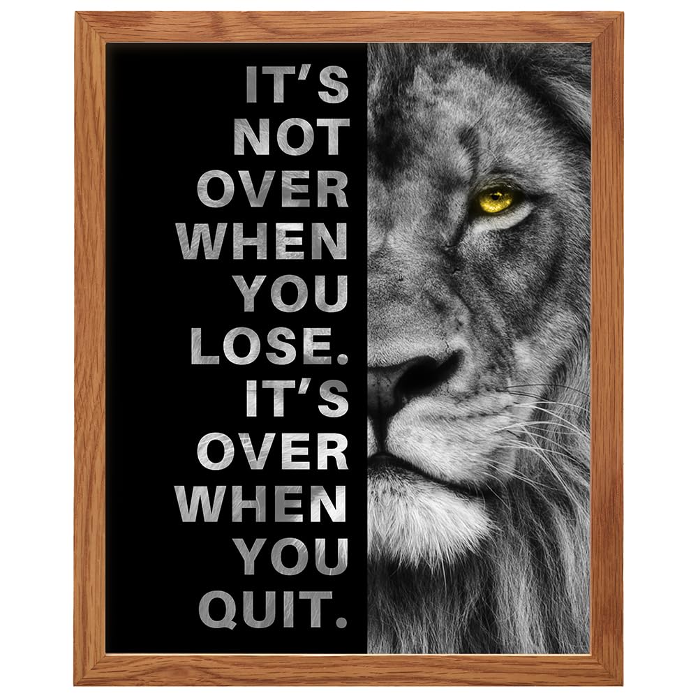 YELLOWBIRD ART & DESIGN Motivational Wall Art & Decor FRAMED - Positive Quotes - Motivational poster - Office Wall Art - Lion Wall Decor Inspiration Motivation Man cave Gym Wall Decor for Men