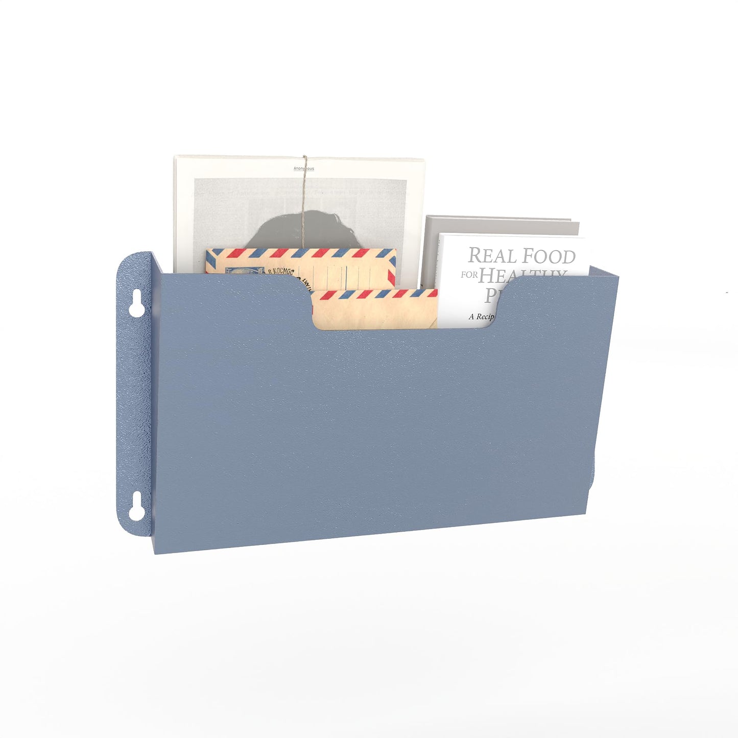 OSKIE DR POCKET RACK Wall-Mounted File Rack, Single Pocket, Metal Organizer for Letter-Sized Documents, Space-Saving Desktop Organizer, 14 x 2.5 x 7.5 inches (Grayblue)