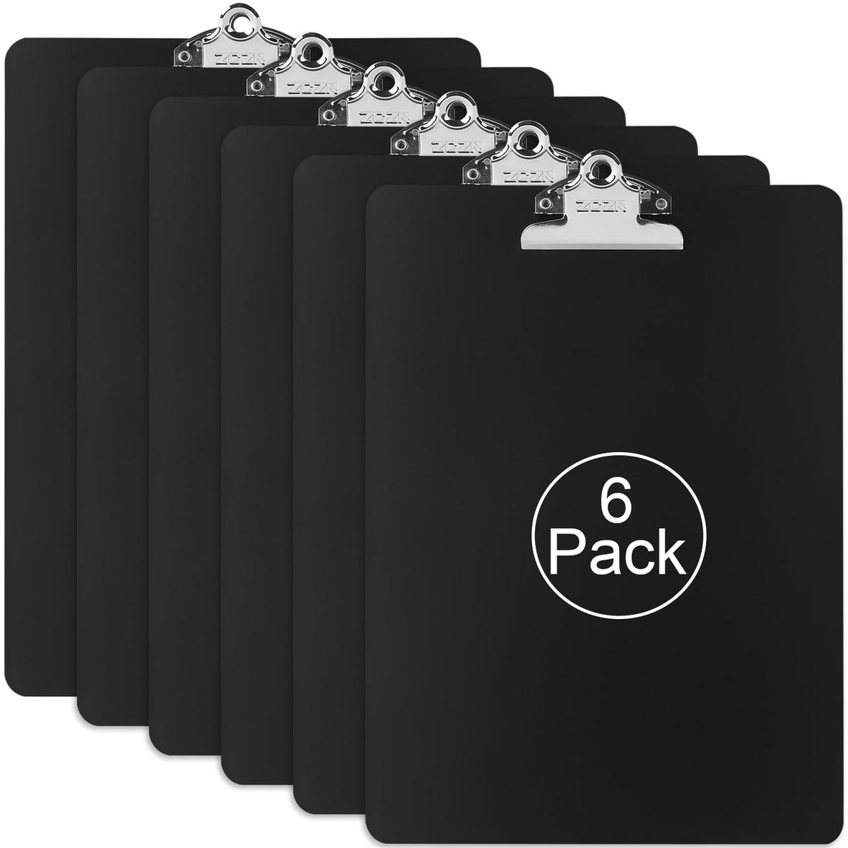 ZCZN Metal Clipboard, 6 Pack Heavy Duty Aluminum Clipboards 12 x 9 Inches, A4 Letter Sizer Document Holder with High Capacity Clip, Suitable for School, Office, Jobsite or Medical Staff, Black