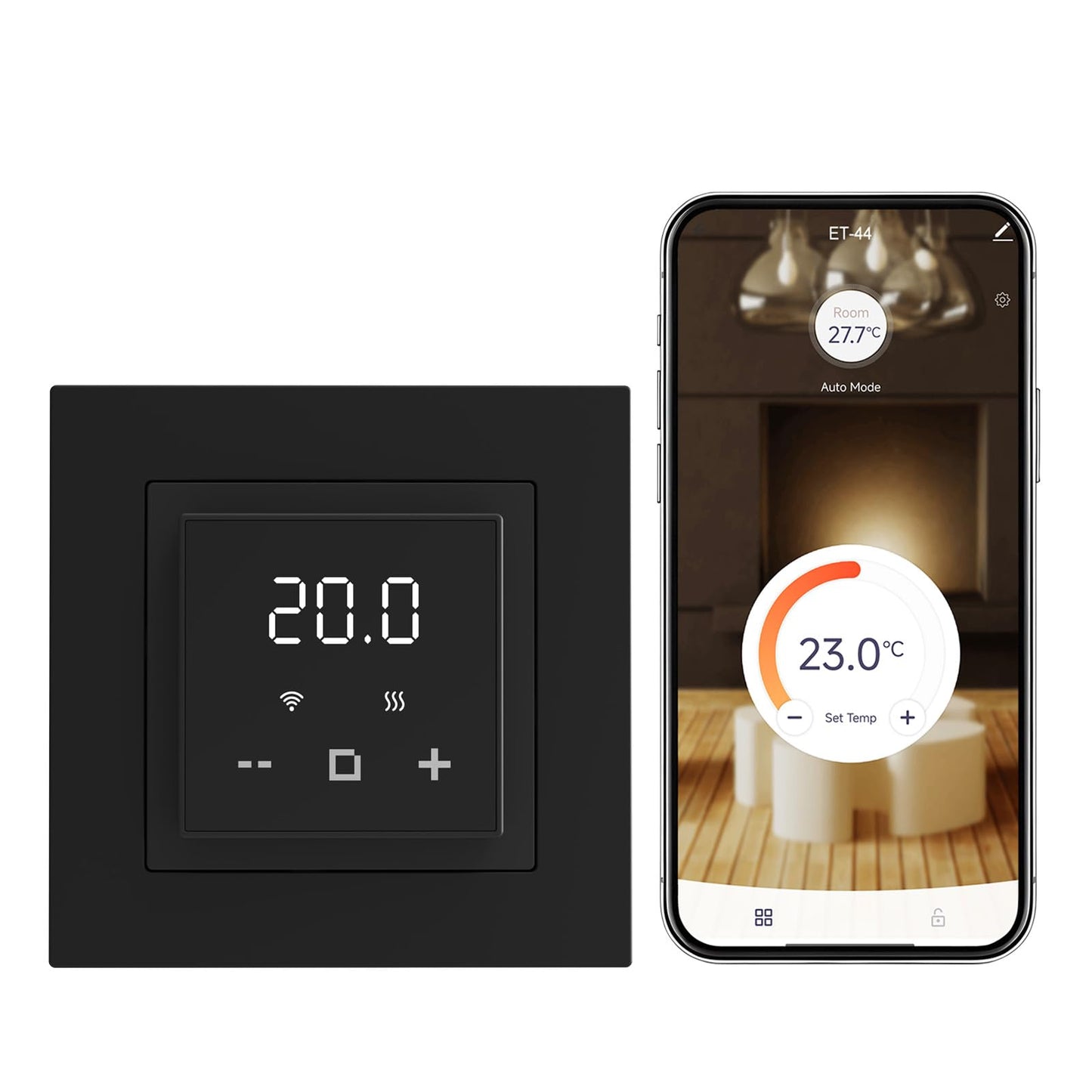 HEATIT Programmable Thermostat, WiFi Smart Thermostat for Electric Radiant Floor Heating with Touchscreen, 120V-240V Wide Voltage Range, Dual Sensing, Black