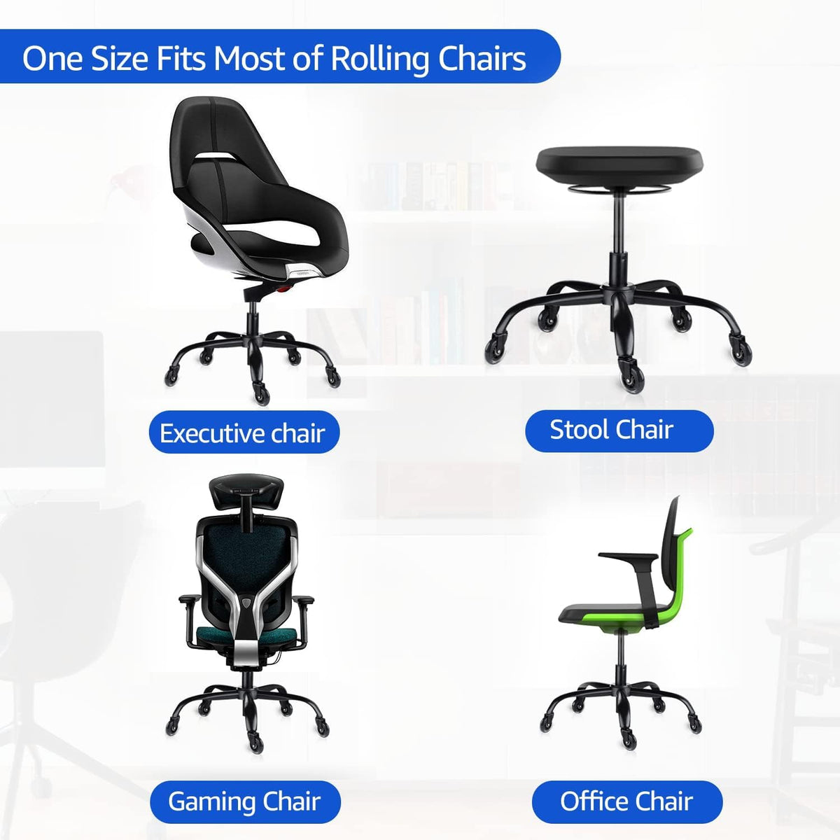 MASTERY MART Office Chair Base Replacement Bundle – Heavy Duty 352 lbs, Smooth Rolling on All Floors, Swivel Base with Caster Wheels & Gas Lift Cylinder, 4.7'' Travel Length