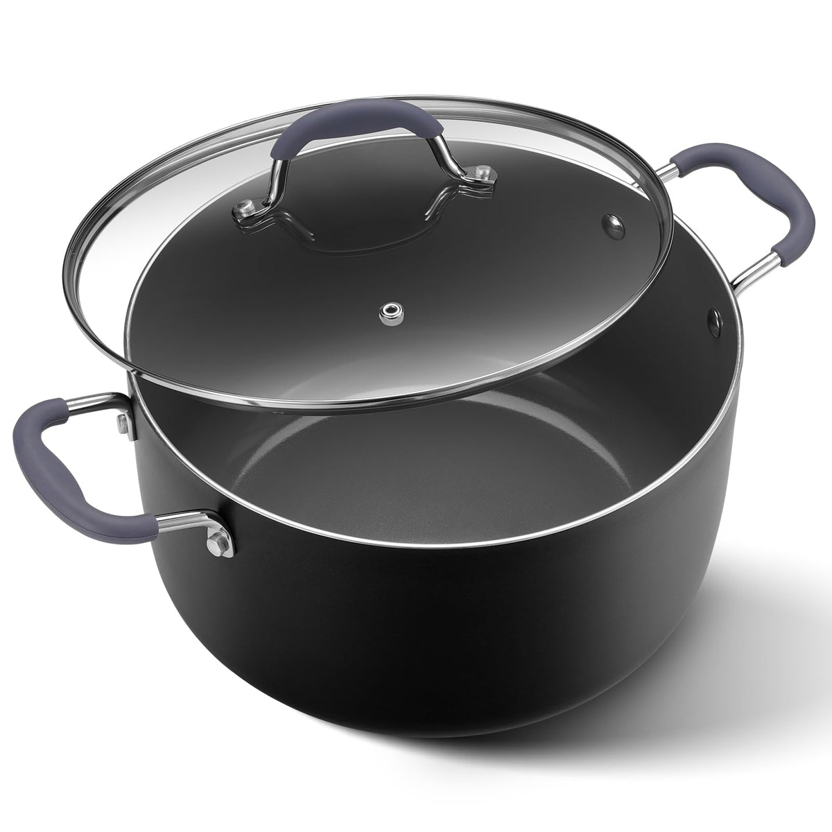 10 Quart Nonstick Stock Pot with Lid, Ceramic Soup Pot with Lid, Induction Cooking Pot with Silicone Handle for All Stoves, Healthy Non-toxic Cooking Pot for Stew/Pasta, PFAS & PFOA Free