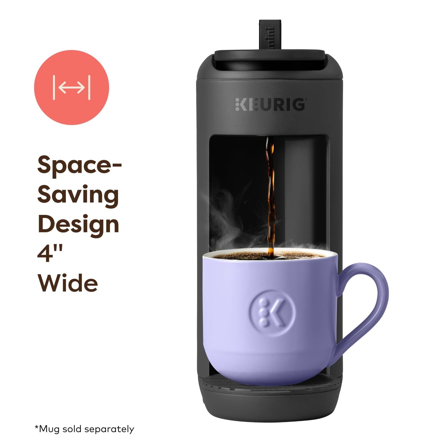 Keurig K-Mini Mate Single Serve K-Cup Pod Coffee Maker, Brews Up to 12 oz Cup, Compact Portable Coffee Machine for Small Spaces, Great for Dorms & Offices, Black