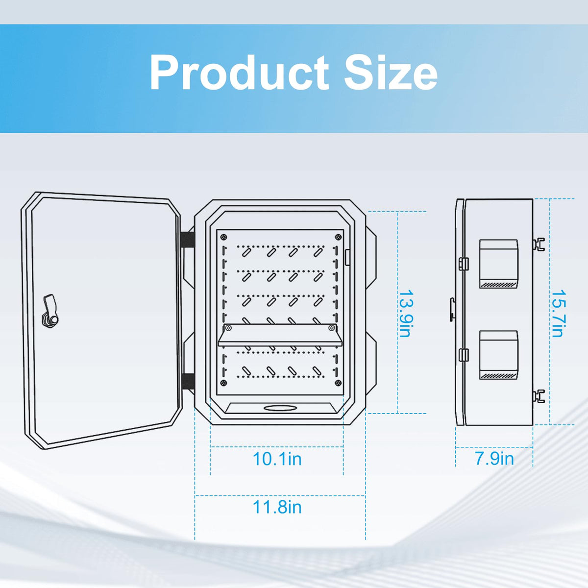 Outdoor Electrical Box with Thermostat and Fan, Cold-Rolled Steel Plate, Aluminum Alloy Back Beam, One-Piece Ventilation Design, IP65 Waterproof, Wall/Pole Mounted. (15.7" x 11.8" x 7.9")