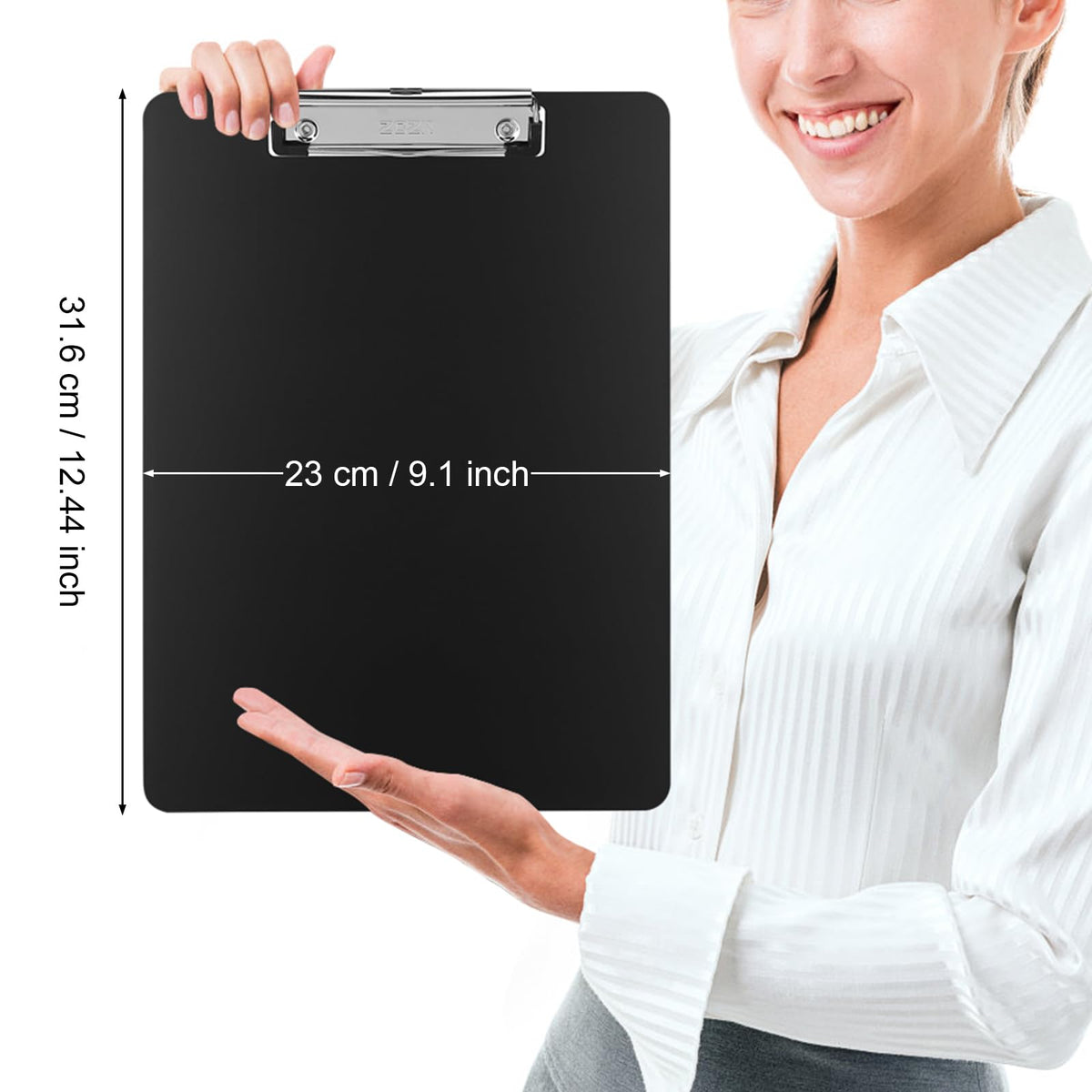 ZCZN Metal Clipboard, 12 x 9 Inches Aluminum Clipboards, A4 Letter Sizer Document Holder with Low Profile Clip, Suitable for School, Office, Jobsite or Medical Staff, Black