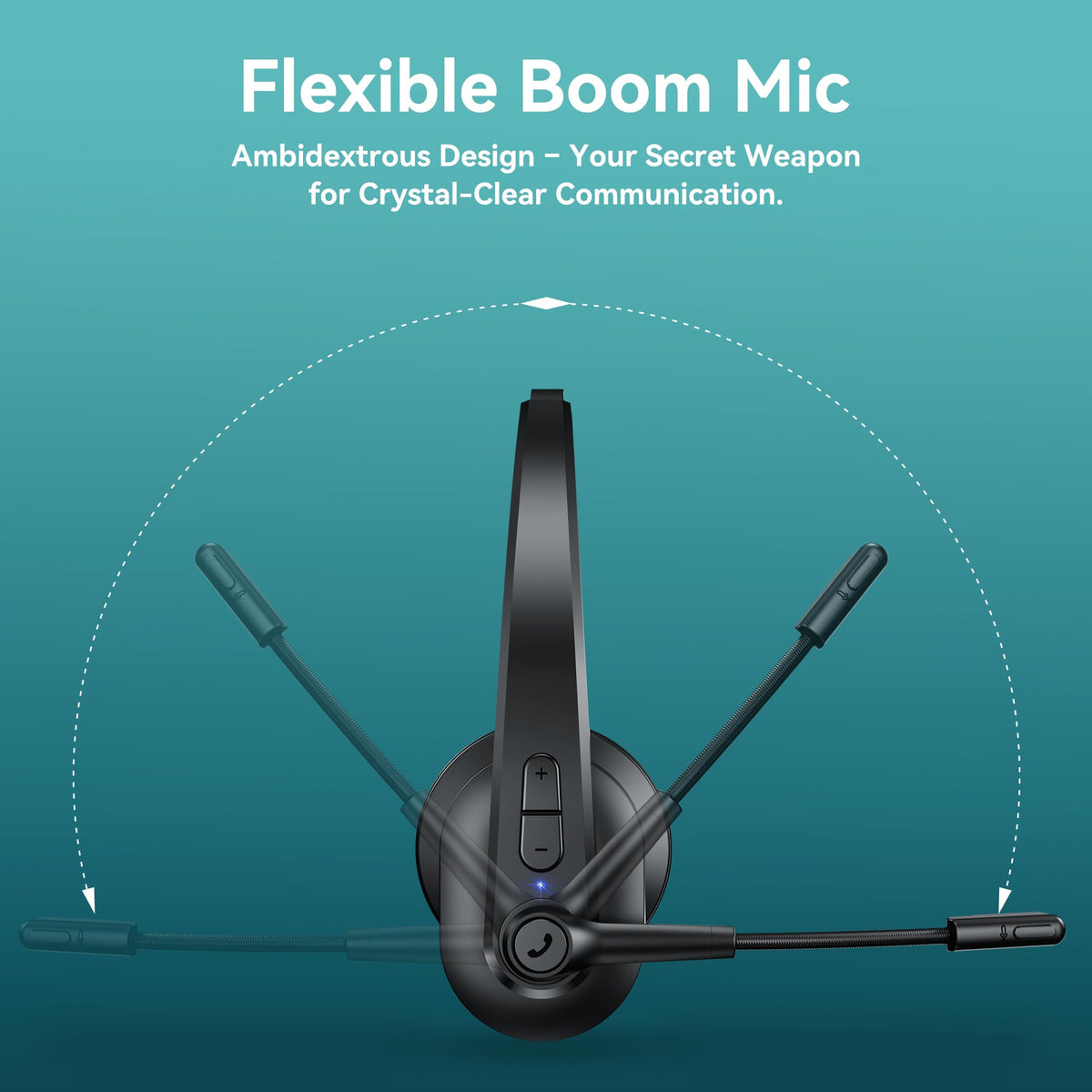 Sarevile Bluetooth Headset with USB Dongle for Computer, Single-Ear Wireless Headset with Noise Cancelling Microphone for Office & Truckers, Bluetooth V5.2 with Mute Button for Work