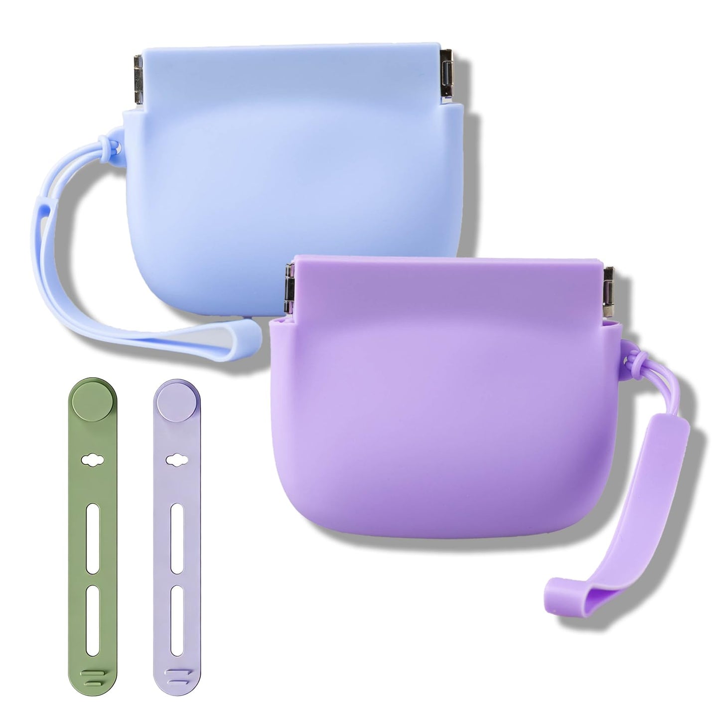 2-Pack Silicone Earbud Case, Pop-Open Cable Organizer for Headphones Charging Cords, Multi-Functional Travel Storage Pouch for Small Electronics & Accessories (Blue + Purple)