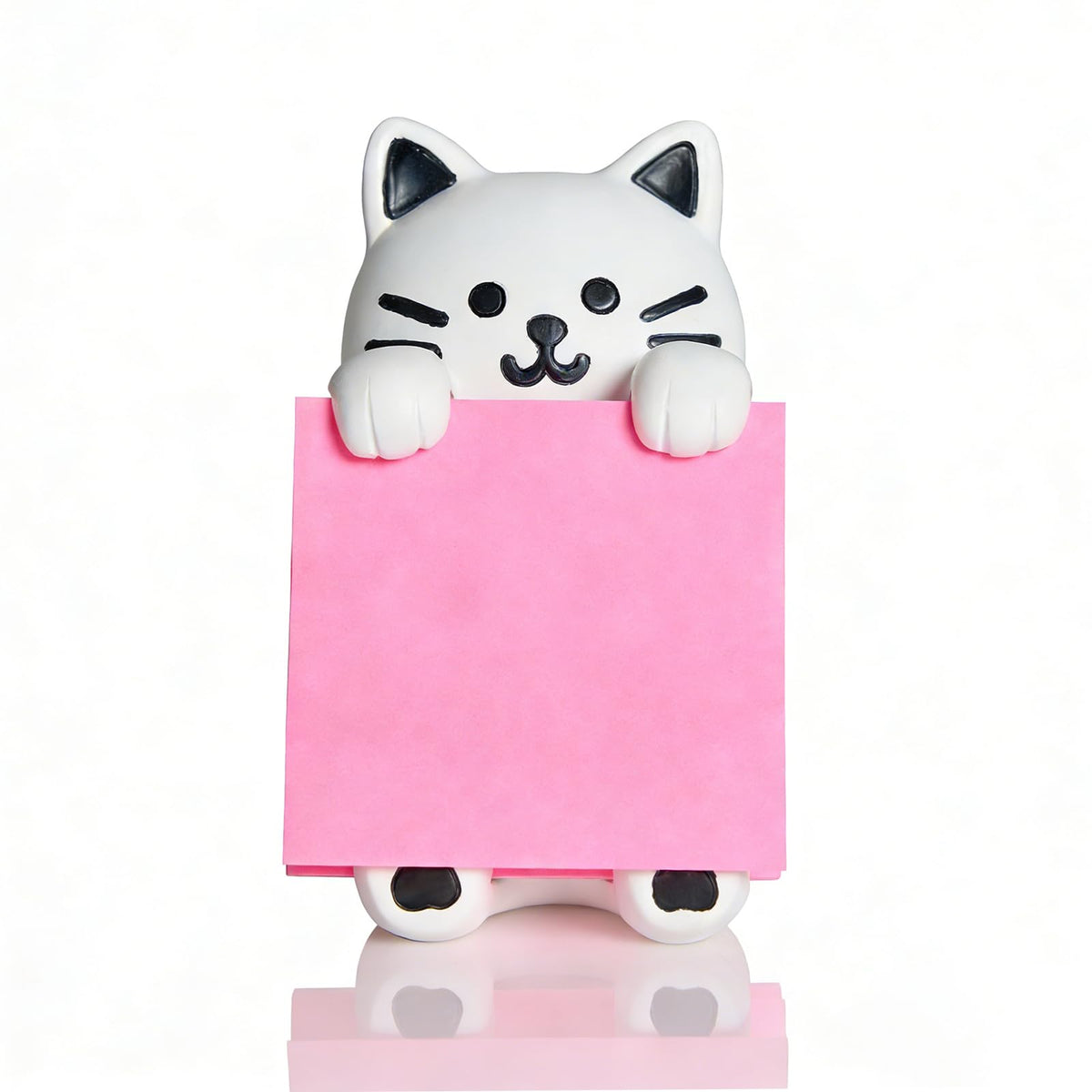 Cat Pop-up Sticky Note Dispenser, Includes 1 Pad of 3x3 in Super Sticky Notes, 100 Sheets, Resin Desk Holder for Office & Home