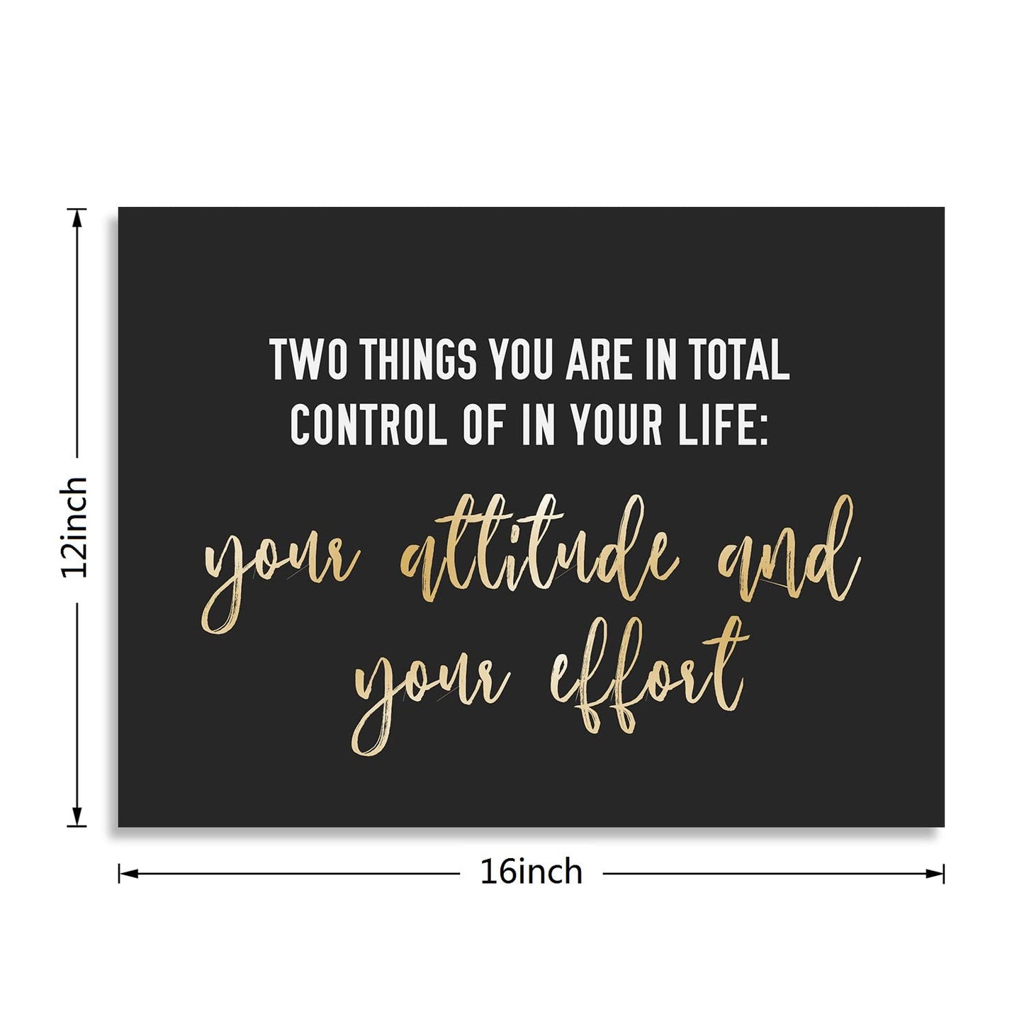 WOWGOOMO Entrepreneur Motivational Canvas Wall Art Inspirational Quotes Wall Art Control Your Attitude and Effert Canvas Print Framed for Home Office Workplace Classroom Bedroom Wall Decor 12"x16"