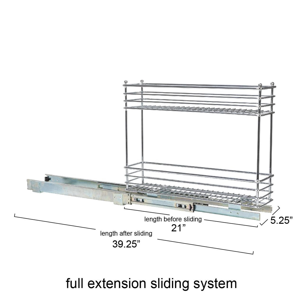 Household Essentials Chrome 2-Tier Sliding Cabinet Organizer, 5"