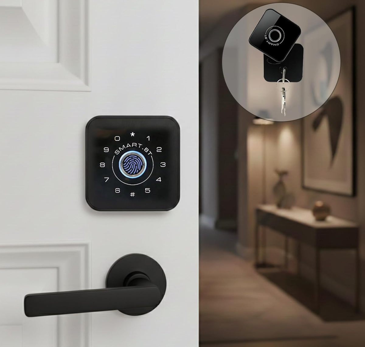 UMIK UMIKSMART 4 in 1 Fingerprint Smart Door Lock, Keyless Entry Door Lock with Fingerprint and Touchscreen Keypad, Tuya App Control, Auto Lock, Easy Install for Home, Apartment, Office