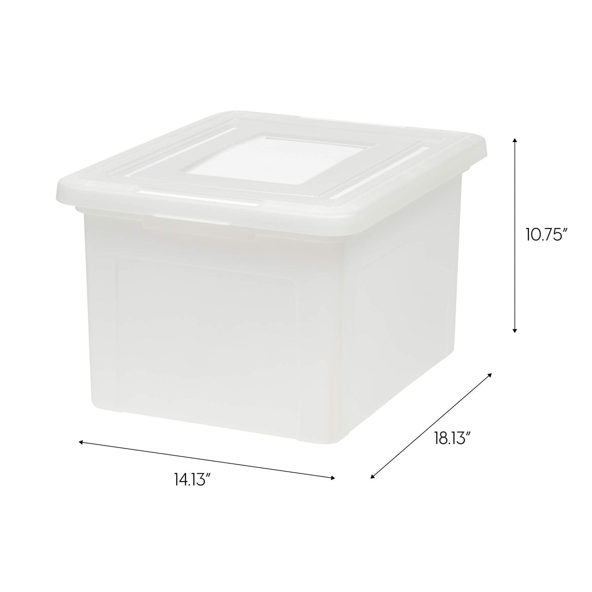 IRIS USA File Box with Lid, File Storage Box for Letter Size Documents, Portable Plastic File Box, Stackable Nestable Organizer, 35 Qt, 4 Pack, Pearl