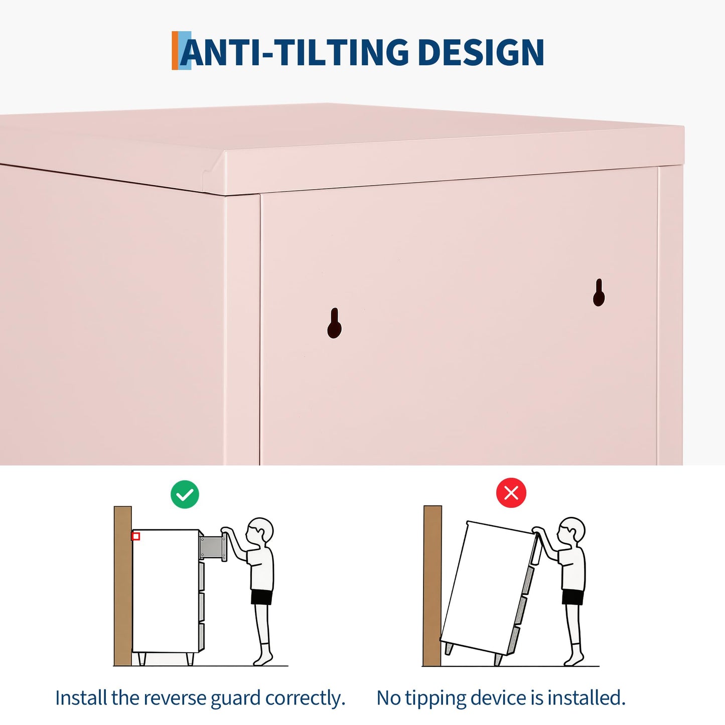 Lockable Metal Locker Cabinet, 39''h Metal Storage Cabinet with Lock, Adjustable Shelf & Ventilation, Steel Locker for Gym, School, Office, Home, Garage Pink
