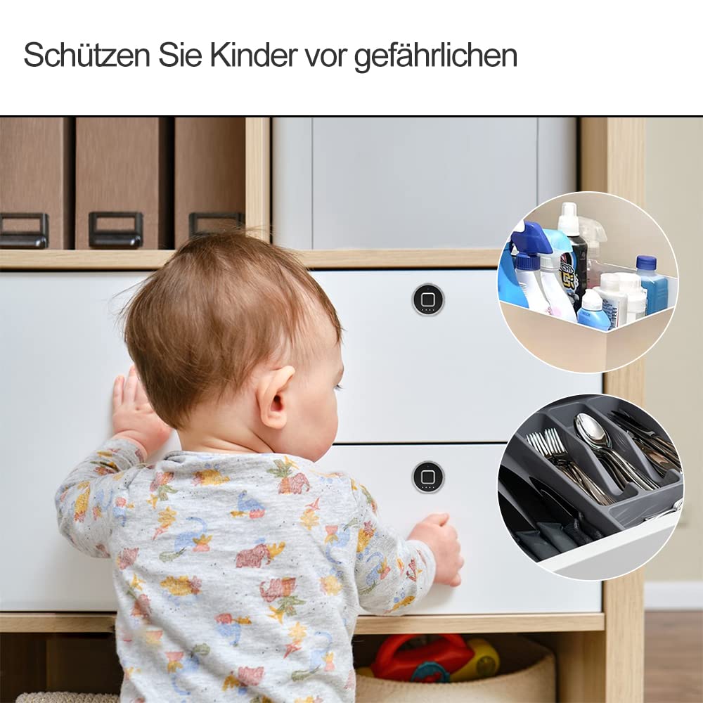 Fingerprint Cabinet Lock 32mm eLinkSmart Child Safety Baby Proofing Biometric Keyless Bluetooth Electronic Smart Drawer Lock for Furniture Liquor Locker Pantry Cupboard - 1.26"