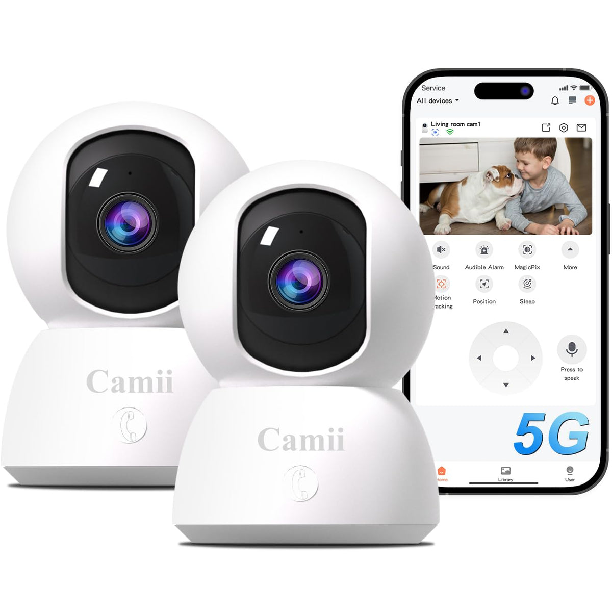2K Pet Camera Indoor, 5G/ 2.4G Indoor Cameras for Home Security, Baby/Dog/Pet/Elder Camera with Phone App, Night Vision, Auto Tracking, Human/Pet Detection, Cloud&SD Storage