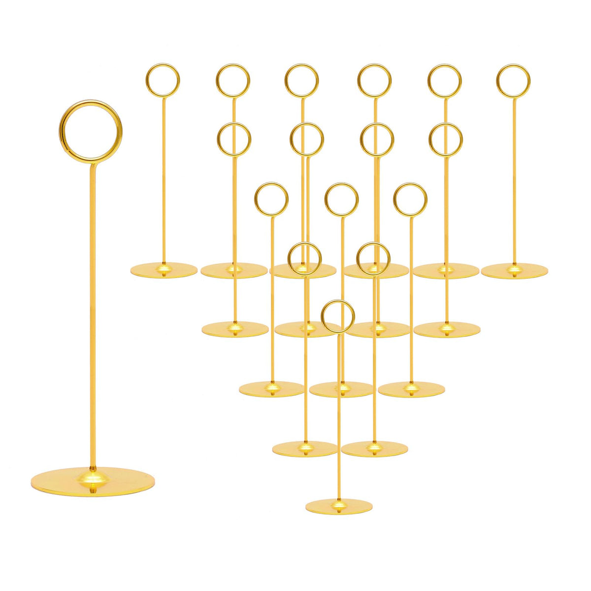 Urban Deco 16 Pieces Table Card Holder 8 inches Table Number Holders Place Steel Card Holders for Photos, Food Signs, Memo Notes, Weddings, Restaurants, Birthdays (Gold)