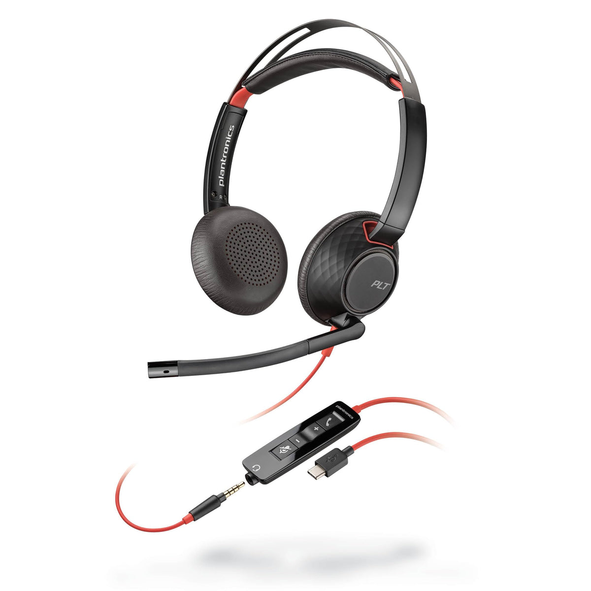 Poly Blackwire 5220 Wired Headset - Flexible Boom Mic - Noise Cancelling Headphones with Mic - USB-C, USB-A, 3.5mm - Ergonomic Over-Ear Design - Works with Microsoft Teams, Zoom - Work from Home