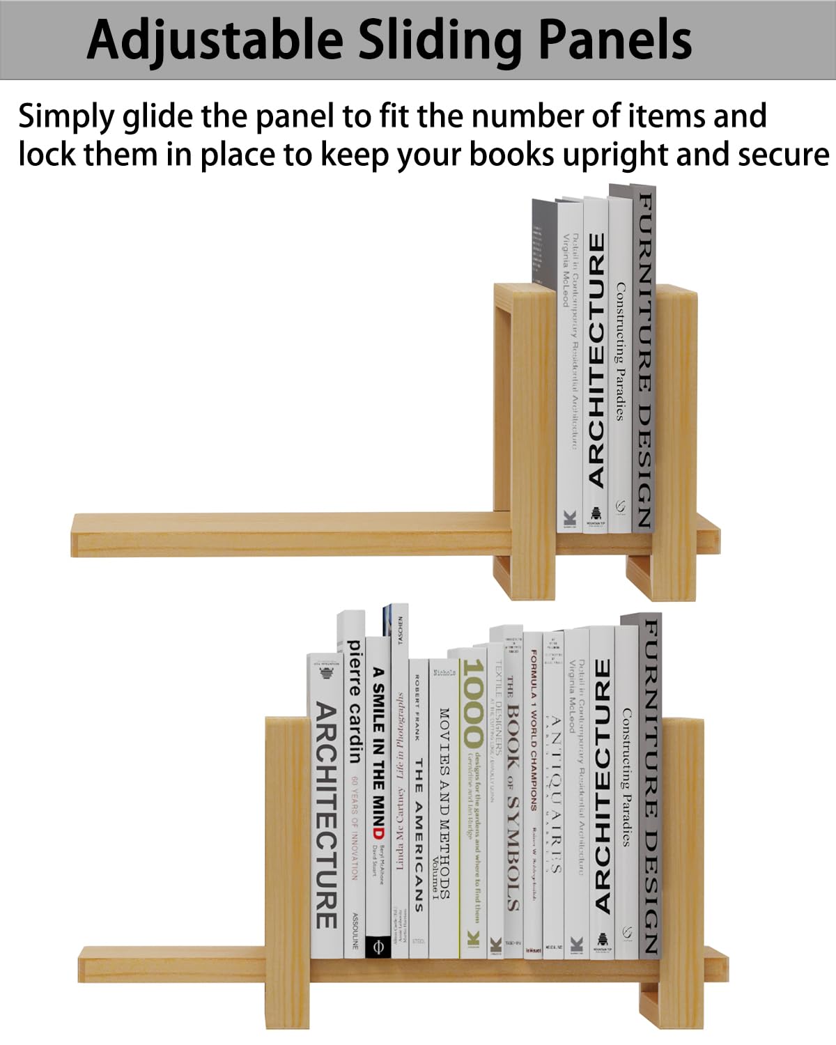 Soultopxin 100% Solid Wood Adjustable Desktop Bookshelf, Retro Tabletop Bookshelf, Desk Shelf Living Room, Home, Office, Perfect for Magazine, Books, Cookbooks, No Tools Required to Assemble (Yellow)