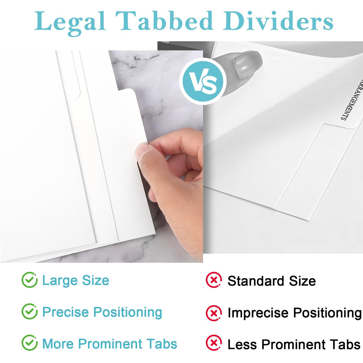 18 Sheets 9x14 Inch Legal Size Tabbed Dividers 3 Ring Binder Legal Size Binder Dividers White Legal Index Tab Dividers Legal Exhibit Dividers 6 File Separators with 2 Blank Card Stock for Office