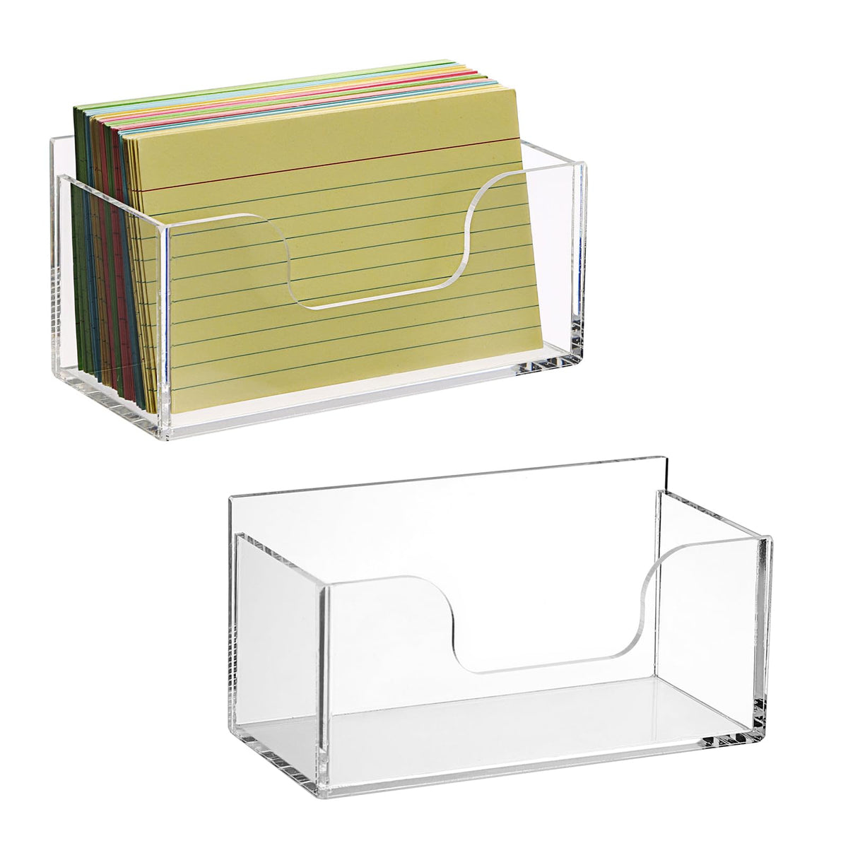 BTSKY 2 Pack Acrylic Index Card Holder Display Stand - 3X5 Inch Notecard Box Recipe Organizer, Clear Index Card Case for Office Desk Recipe Notecard Storage Box, Photo Holder Organizer