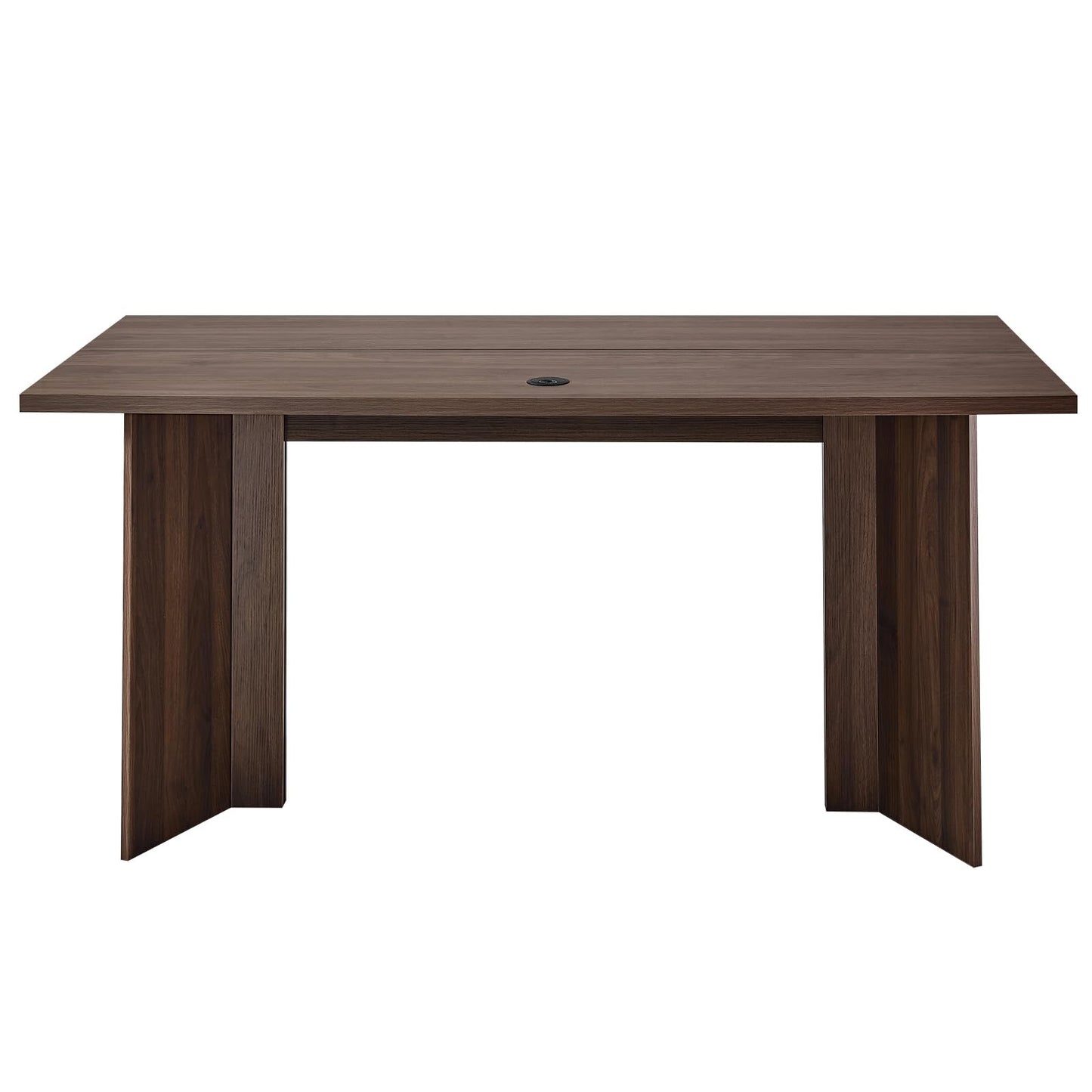 VEVOR 63 in Executive Desk, Large Modern Rectangle Office Table, Heavy Duty Wooden Executive Table with Cable Connection Hole, 250 LBS Load Capacity, Easy Assembly, for Work Study Writing, Walnut