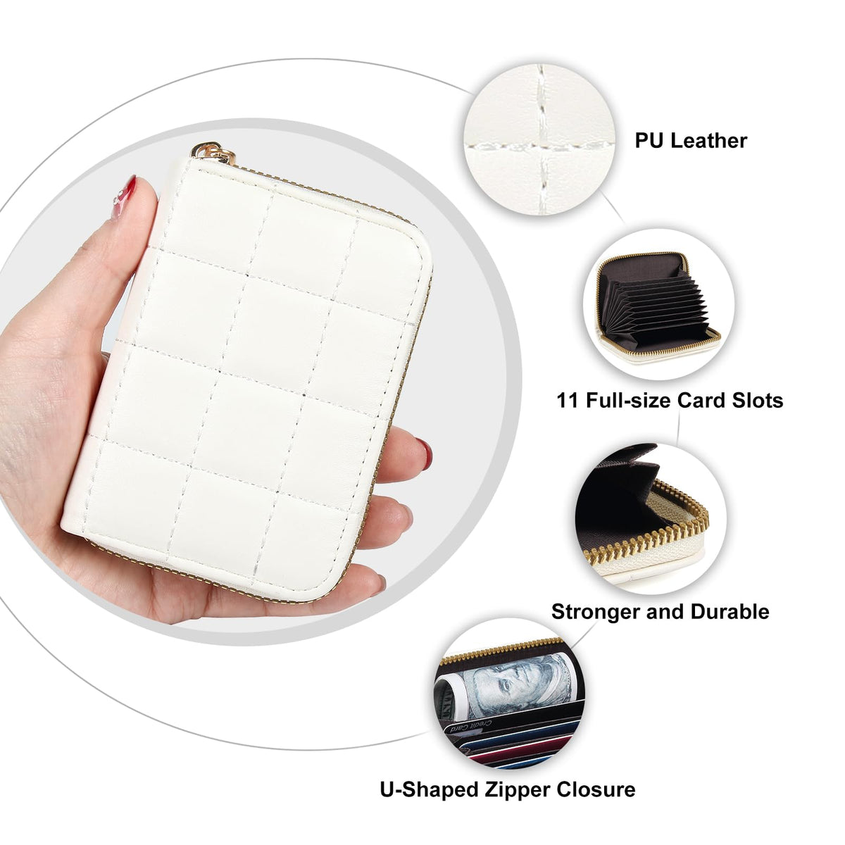 EcoVision Credit Card Wallet, RFID Card Case Wallet, Zipper Card Cases Holder for Men Women, RFID Blocking, KeyChain Wallet, Compact Size Card Organizer Case for Women