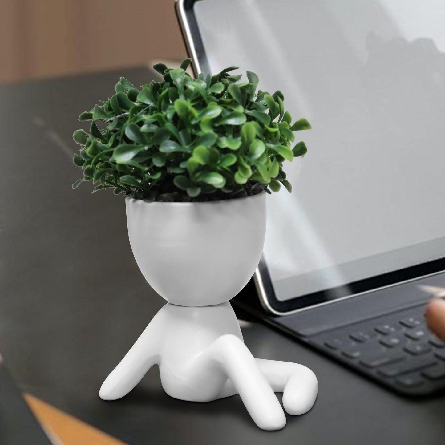 Zerzsy Desktop Plant for Women Office Decoration Fake Plant Succulents Artificial for Home Bathroom Living Room Office Decor Small Fake Plants Decor for Bedroom - Set of 1