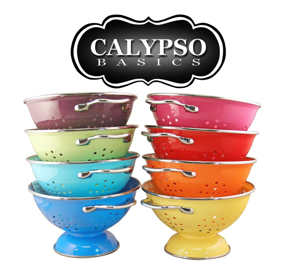 Calypso Basics by Reston Lloyd Powder Coated Enameled Colander, 5 Quart, Lemon
