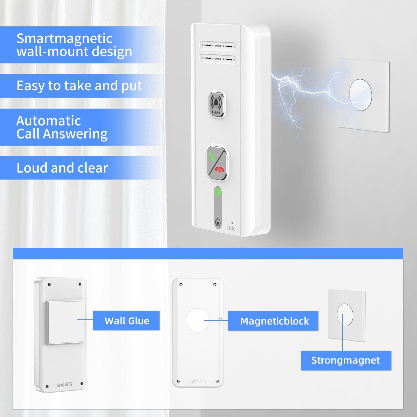 2 Way Intercoms Wireless for Home Office,2026 Upgraded Magnetic Adsorption Long Range Intercom System,Portable Room to Room 30 Days Long Standby Time 5 Level Volume Adjustment, Expand to 5 Intercoms