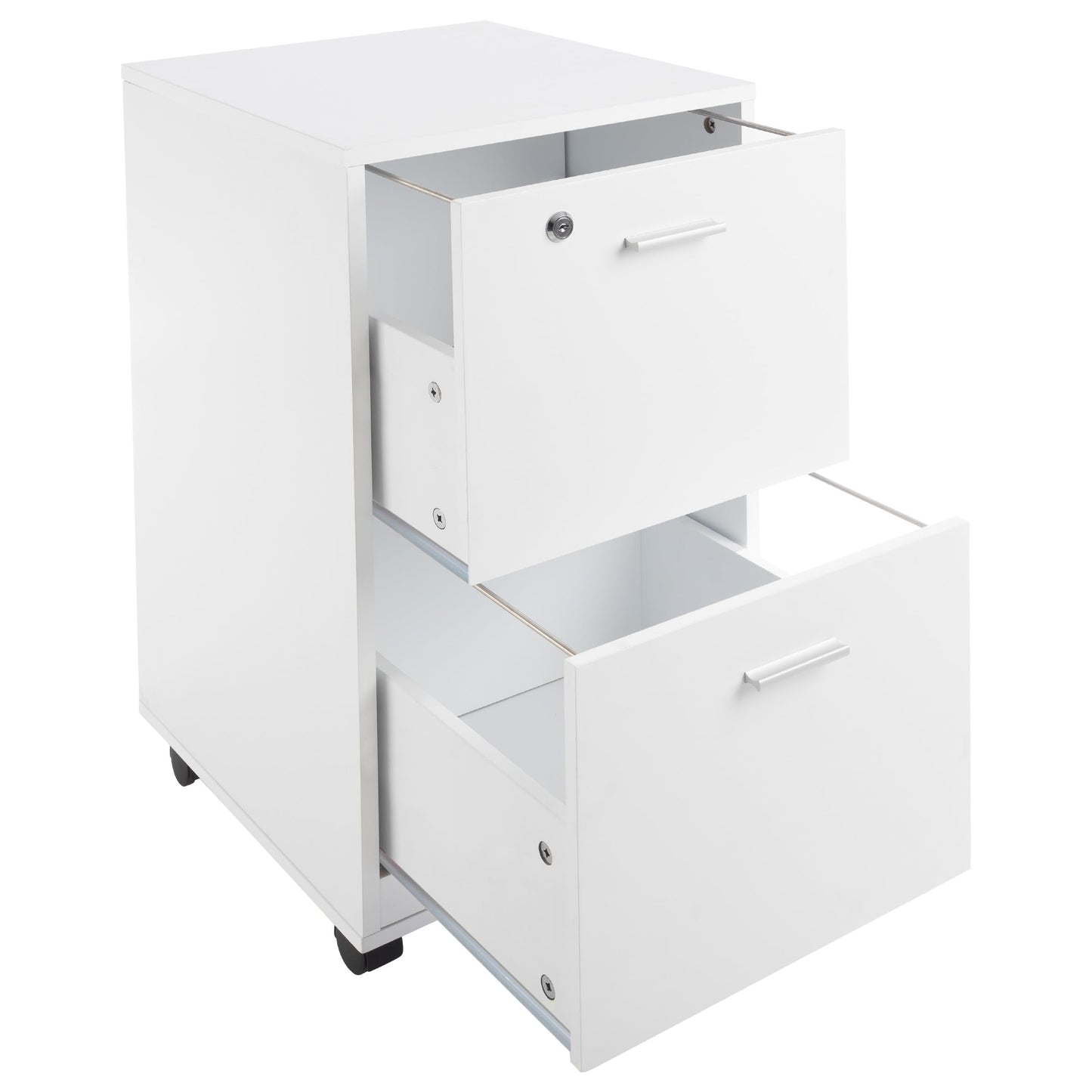 File Cabinet - 2-Drawer Cabinet with Lock and Deep Drawer Storage - Rolling Filing Cabinet for Under The Desk, Home, or Office by Lavish Home (White)