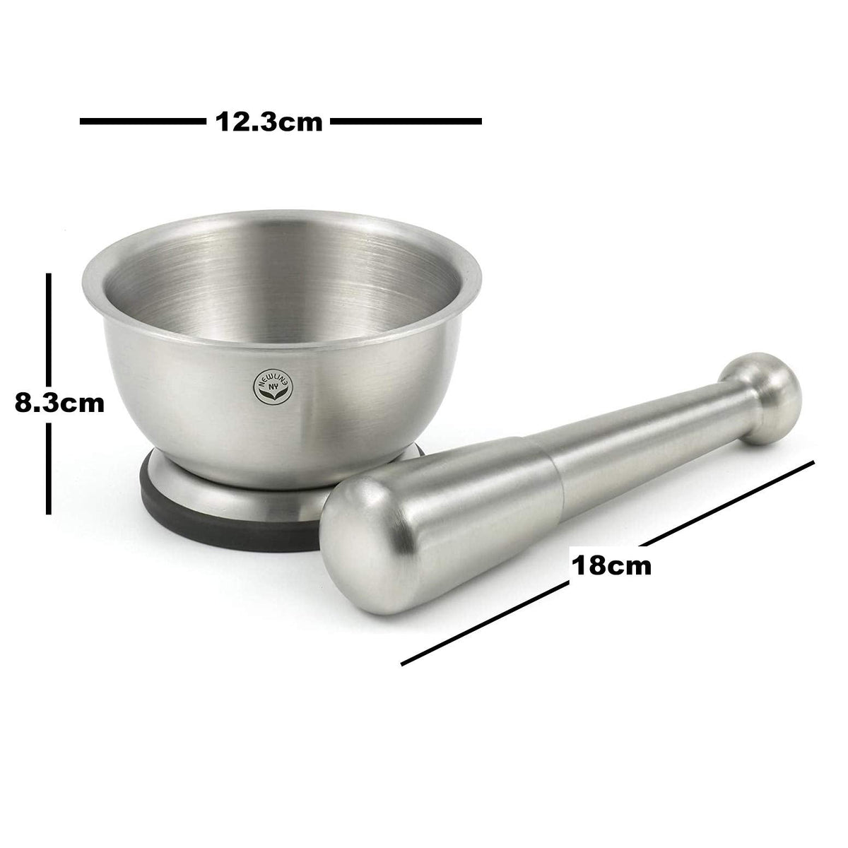 NewlineNY Stainless Steel Hand Masher & Bowl, Mortar and Pestle Set
