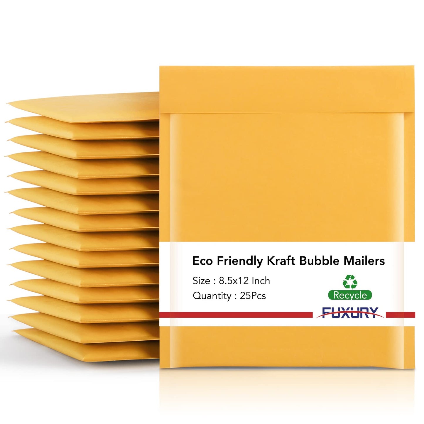 Fuxury Kraft Bubble Mailers 8.5x12 Inch 25 Pack, Strong Adhesion Padded Envelopes #2,Self Seal Bubble Envelopes, Padded Mailers,Book Mailer Packaging for Small Business,Yellow