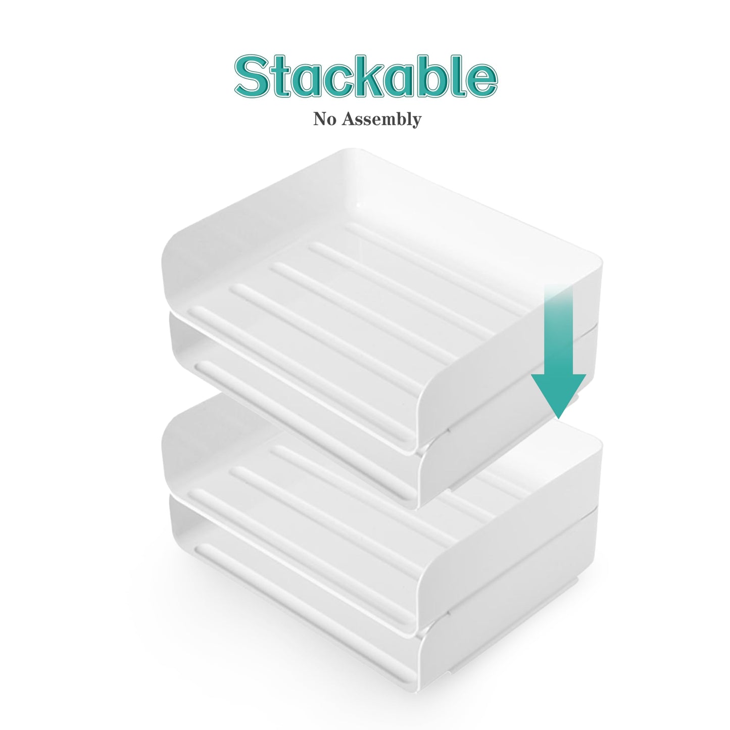 4 Tiers Stackable A4 Paper Trays, Office Desk File Holder, Tidy File Document Letter Book Paper Organizer (4 Tiers,White)