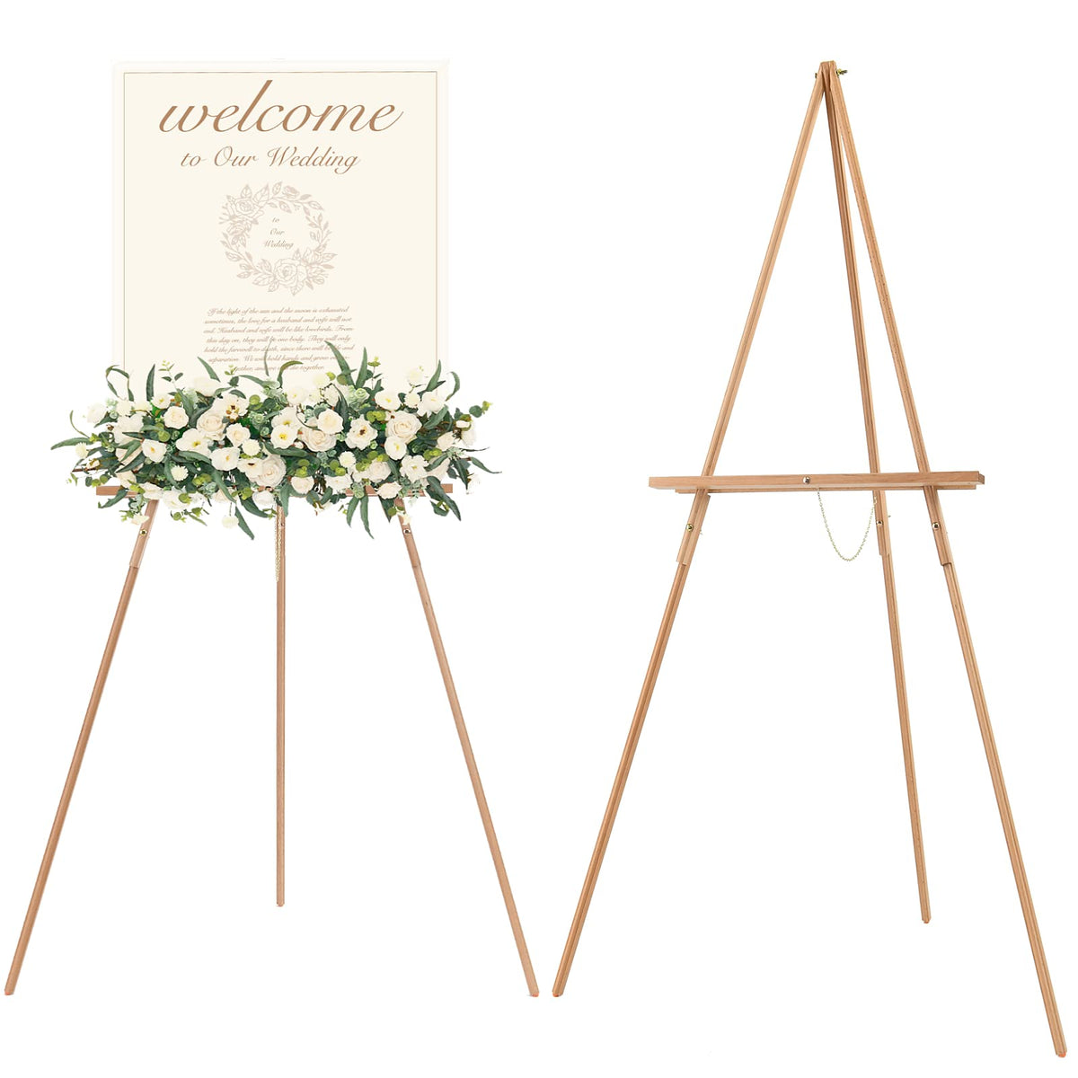MEEDEN Wood Easel Stand for Display: Wooden Display Tripod Stand for Posters Pictures Paintings - Wedding Decor Holder for Welcome Sign